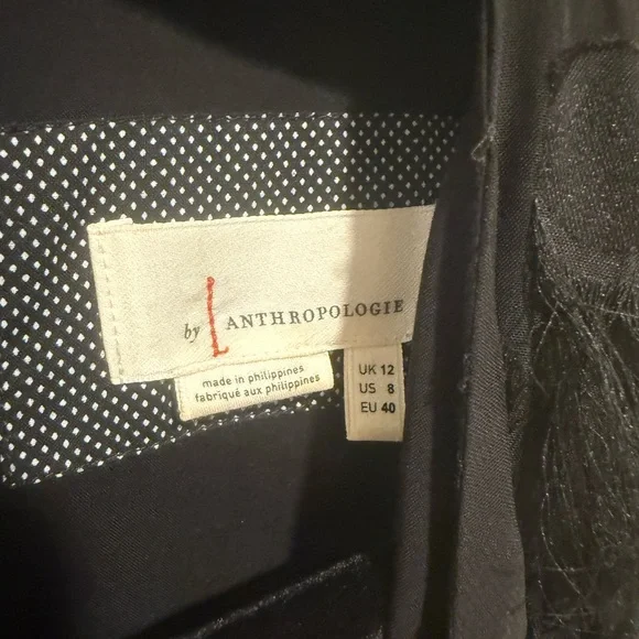 Anthropologie EUC Size 8 Pretty Black Sleeveless Fringe Cocktail Dress (0605) - Picture 9 of 12